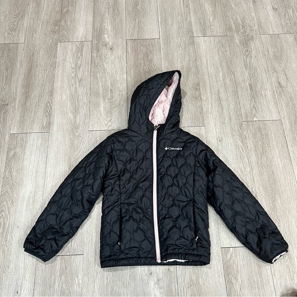 Big Girls Bella Plush Jacket Quilted Puffer Black And Pink Size Small - Picture 1 of 7